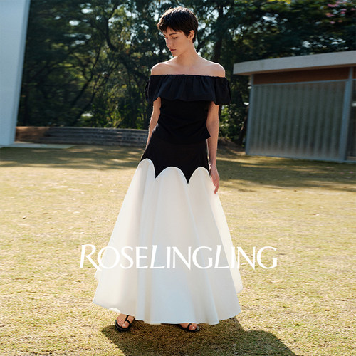 夏季休闲+一字肩半裙套装