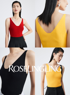 RoseLingLing双面领型 德国STOLL机织薄柔回弹沁爽宝莱纱坦克背心
