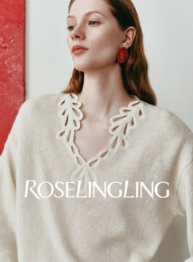 ROSELINGLING南法风慵懒羊毛白色灯笼袖毛衣女镂空花卉设计感毛衫