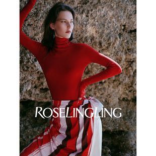 高领打底衫 ROSELINGLING热销35W 无缝一体成型自在无压感针织修身