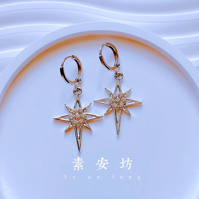 耳环欧美不规则微镶白金保色无痛耳夹郭智硕同款ins耳饰女神网红