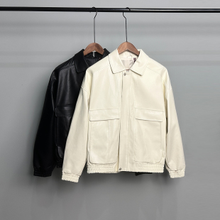 宽松大码 翻领皮衣男士 夹克休闲机车服XZ1305 P185秋冬美式 28428