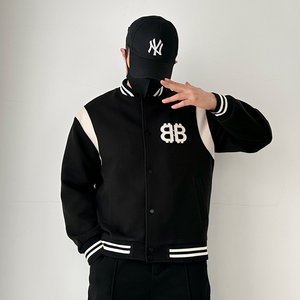 8366-P175新款休闲棉衣夹克宽松情侣棒球服撞色飞行立领外套潮图片