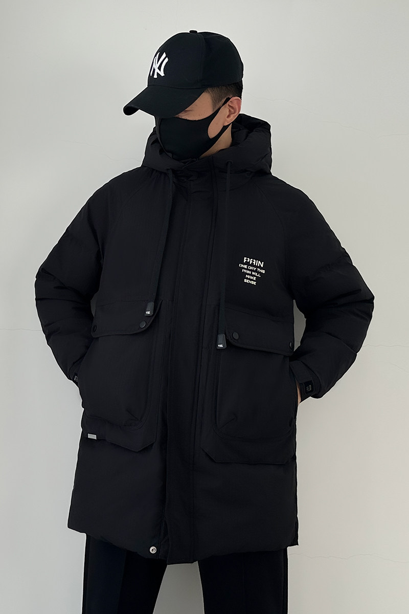 813-P220新款中长款羽绒服男士宽松大码工装加绒加厚保暖夹克,男装夹克,星座1305