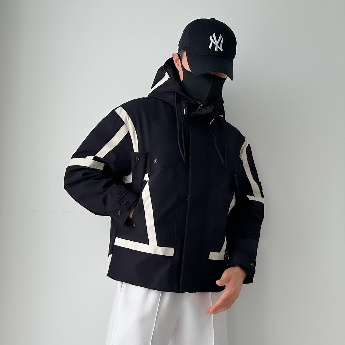 A3302-P180新款冬季连帽羽绒服男士拼色宽松大码加厚工装夹克,男装夹克,星座1305