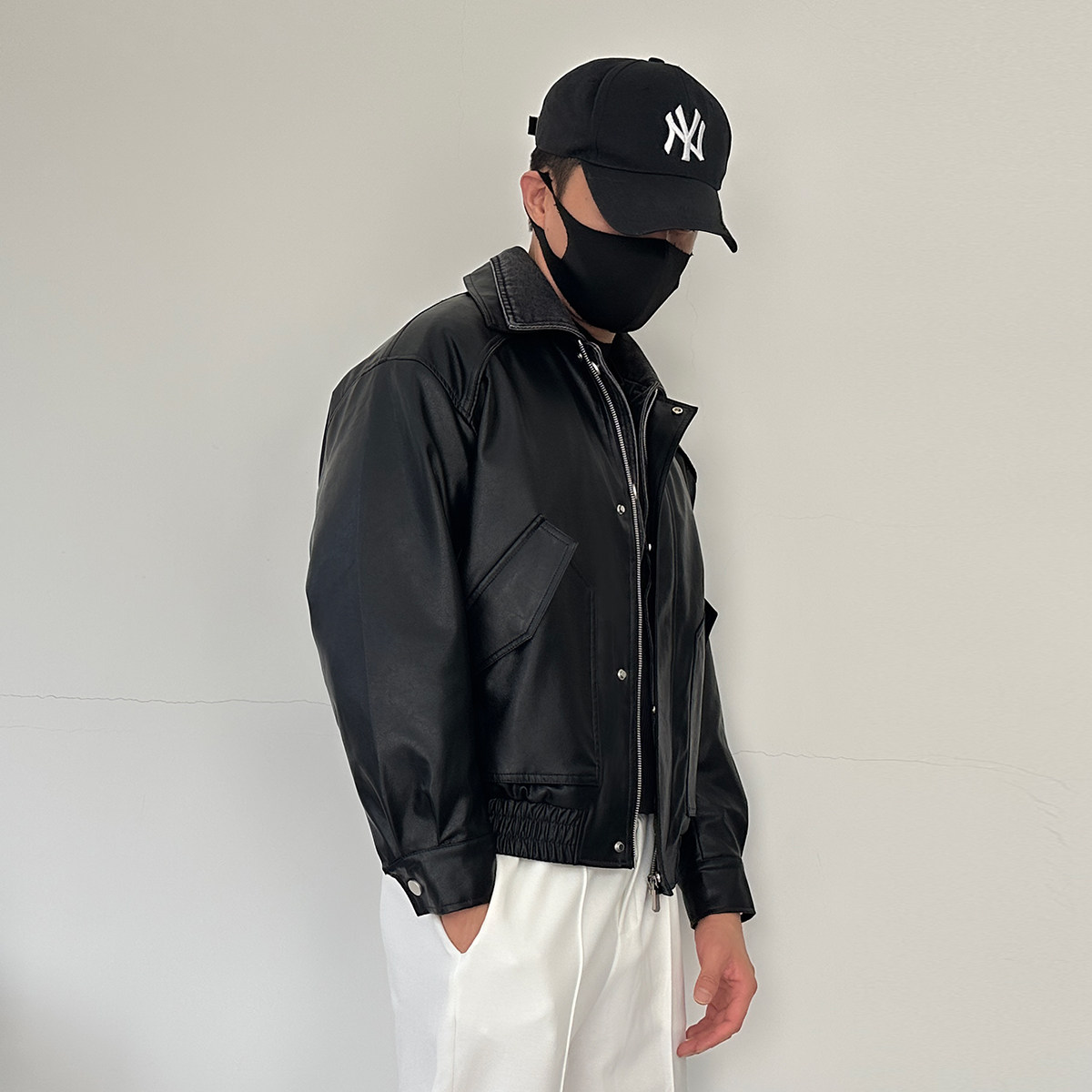 8516-p165新款日系港风翻领男皮衣假两件宽松大码加绒夹克机车服,男装夹克,星座1305
