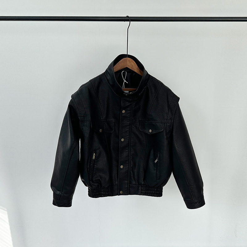 C05-p215原创新款日系港风立领男皮衣宽松大码加绒夹克机车服精品，男装夹克，星座1305