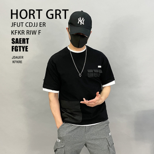 美式 t恤男短袖 潮牌上衣 大码 7066p95控135男2021新徐太浪日系工装