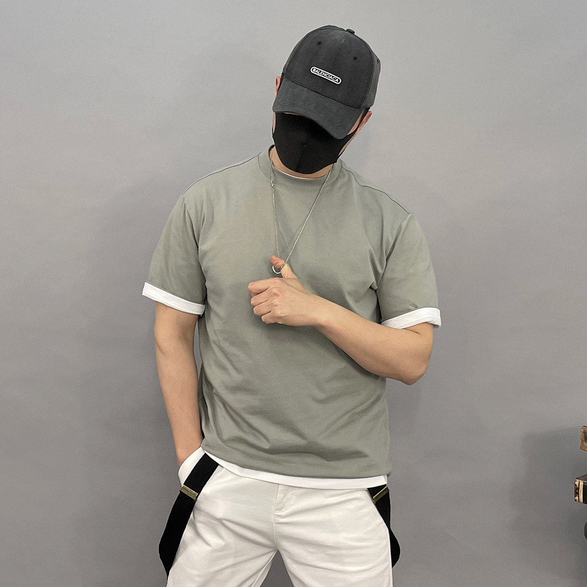 9909-P35夏季精品短袖t恤男士潮牌情侣纯色大码潮流宽松百搭纯棉,男装T恤,星座1305