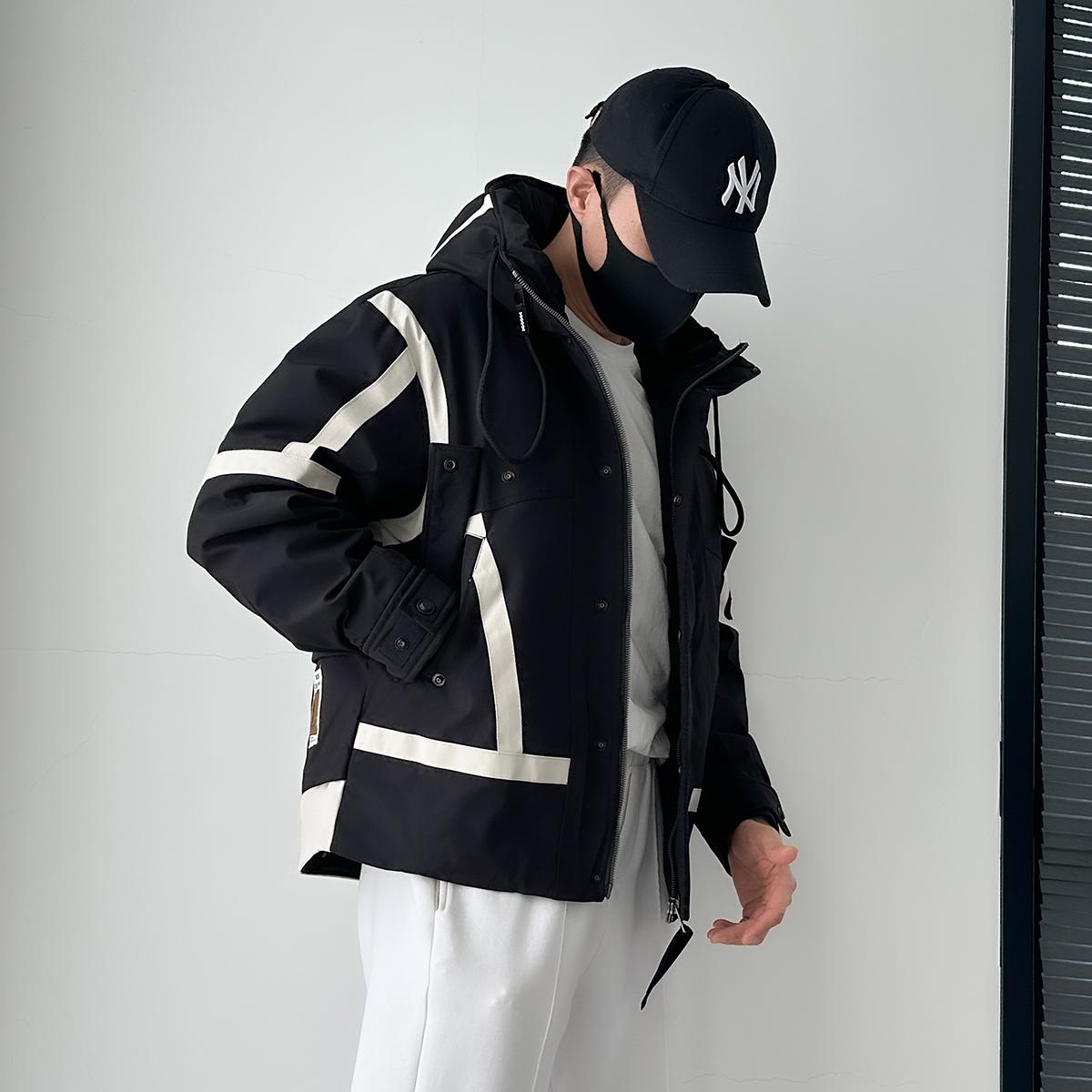 A3302-P180新款冬季连帽羽绒服男士拼色宽松大码加厚工装夹克,男装夹克,星座1305