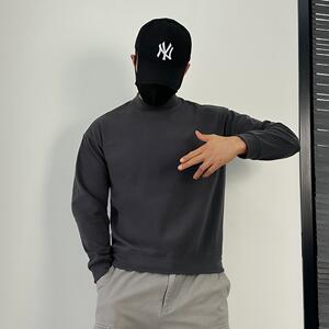 A1005-P40秋冬百搭卫衣男士宽松纯色半高领打底衫长袖T恤XZ1005,t恤裙下身搭配图片