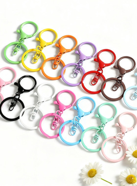 彩色烤漆龙虾扣8字平圈钥匙扣
