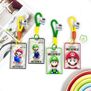 滑盖亚克力卡通玛丽卡套防丢学生校园卡包外贸挂件身份证证件套