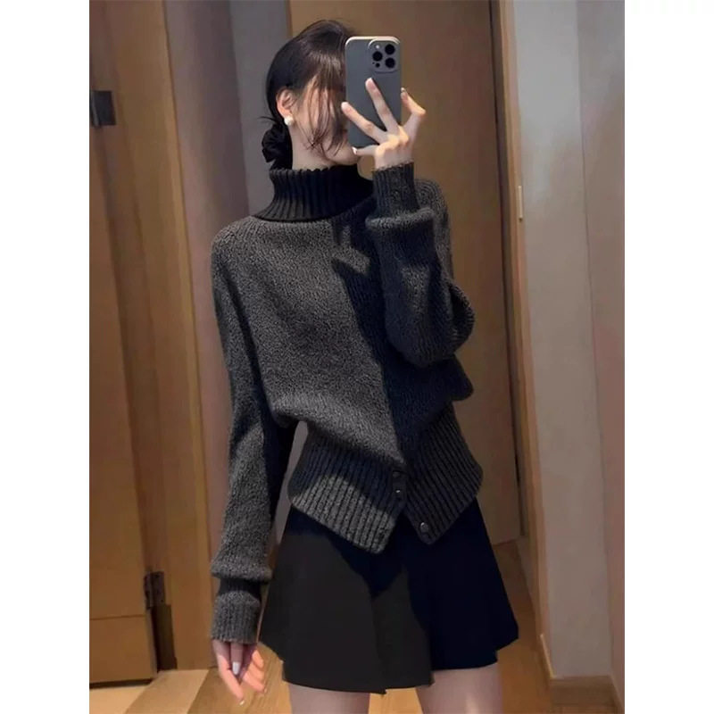 高领收腰毛衣女款2026新款秋冬高级感内搭针织打底衫长袖保暖上衣