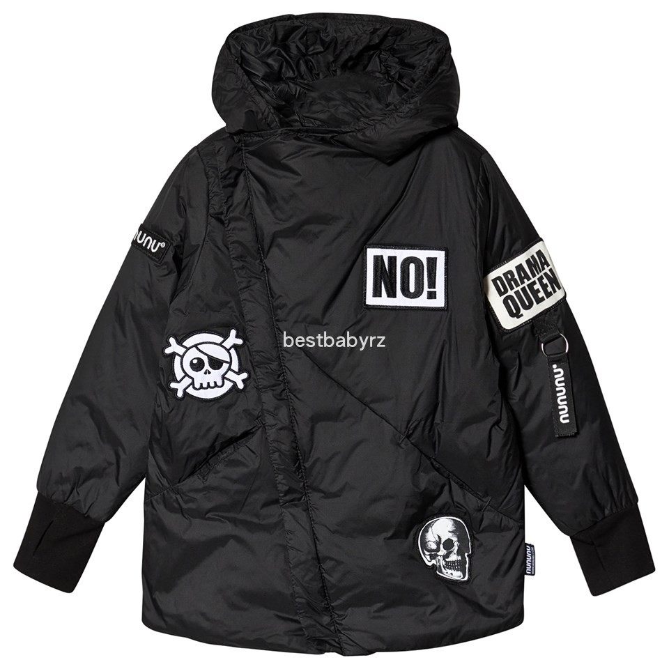正品 NUNUNU秋冬新款 儿童时尚个性连帽保暖羽绒服 黑银零下5度