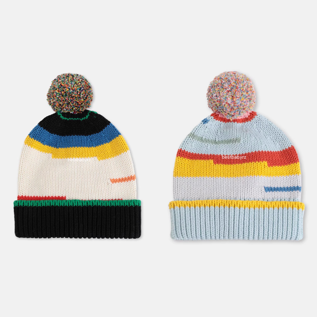 女童时尚条纹针织帽现货s