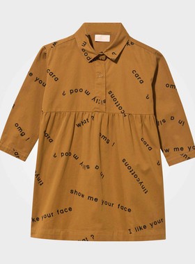 3z断码特价 西班牙TinyCottons 女童字母印花衬衫式连衣裙 现货