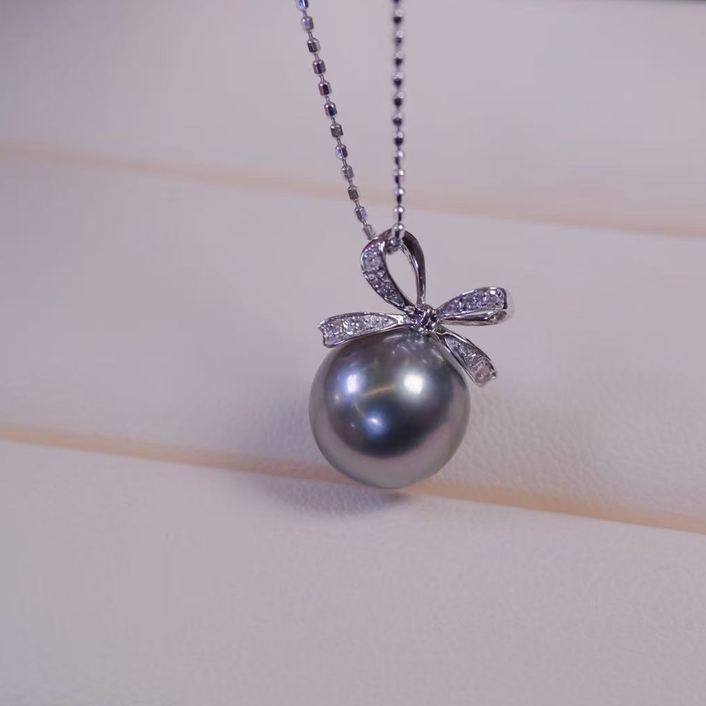 铂金PT900钻石9-10mm海水珍珠吊坠配件精致蝴蝶结设计裸珠diy空托,珠宝/钻石/翡翠,颈饰,淘宝优惠券,粉丝福利购,淘宝优惠卷