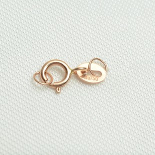 18K金珍珠项链手链弹簧扣DIY锁骨链弹簧扣加连接扣含圈配件饰品