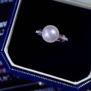 PT900铂金戒指空托9-10mmDIY珍珠戒指配件钻石镶嵌轻奢简约显贵气