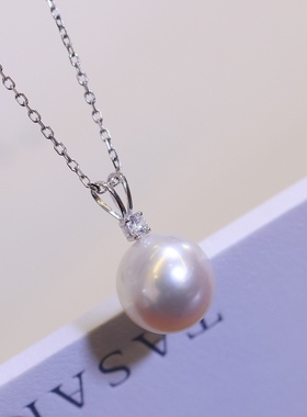 PT900铂金兔子头吊坠空托9-10mm天然珍珠DIY配件锆石镶嵌甜美清新