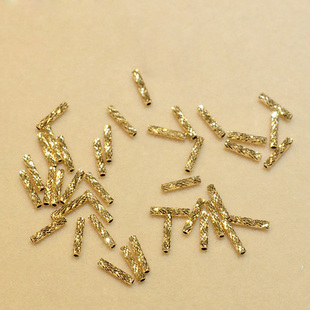 纯18K金小直管车花管项链手链间隔管K黄白金DIY手工饰品配件长6mm