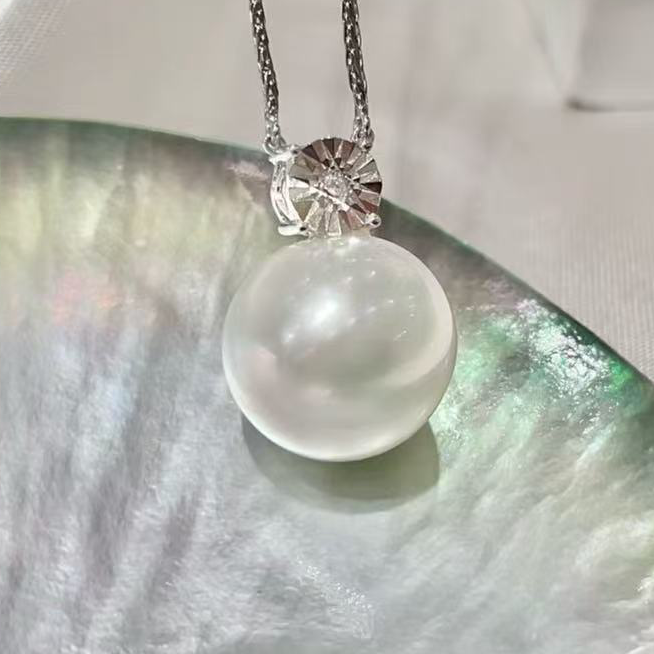 18k金钻石9-12mm海水珍珠吊坠配件简约车花工艺圆形裸珠diy空托,珠宝/钻石/翡翠,颈饰,淘宝优惠券,粉丝福利购,淘宝优惠卷