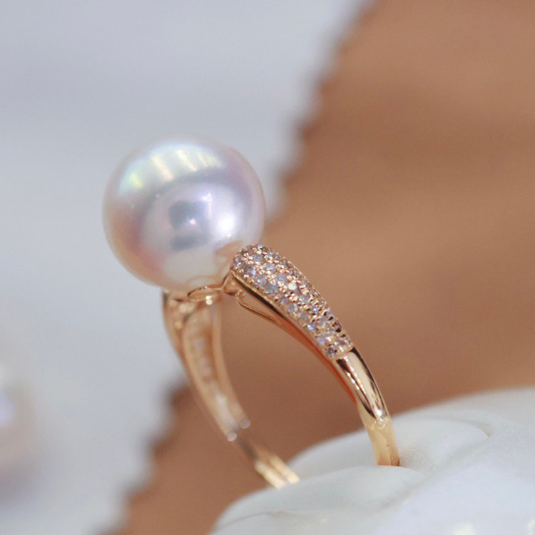 18k金轻奢款珍珠戒指空托配件