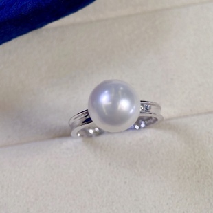 PT900铂金戒指空托7-8mmDIY珍珠戒指配件钻石镶嵌独特精致百搭款