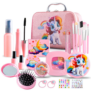 跨境儿童化妆玩具过家家女孩装扮彩妆公主梳妆手提包套装生日礼盒