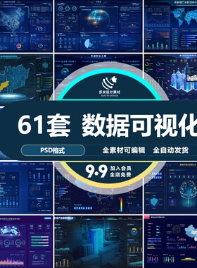 科技蓝色大数据展示可视化智慧登录页管理后台首页界面系统ui设计