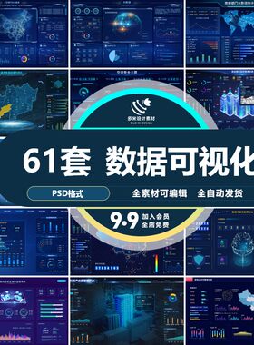 科技蓝色大数据展示可视化智慧登录页管理后台首页界面系统ui设计
