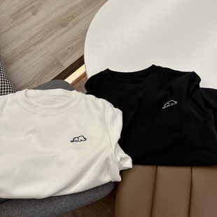 elephant/软糯舒适的小象刺绣德绒宽松打底衫 长袖t恤 女秋冬