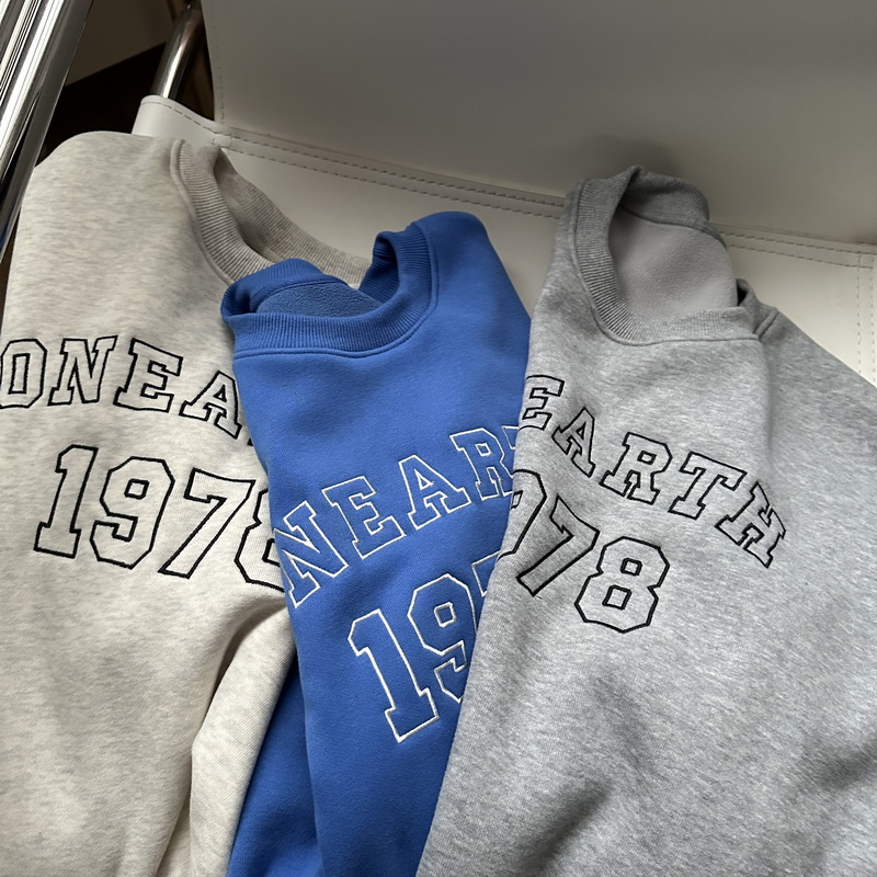 韩系复古字母刺绣圆领加绒加厚卫衣 百搭宽松休闲短款上衣