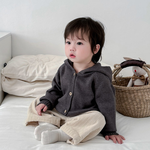 春装小童针织衫连帽毛衣
