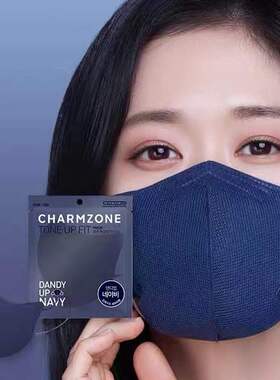 CHARMZONE婵真张娜拉蓝色韩国KF94口罩3D立体防护中号女士一片装