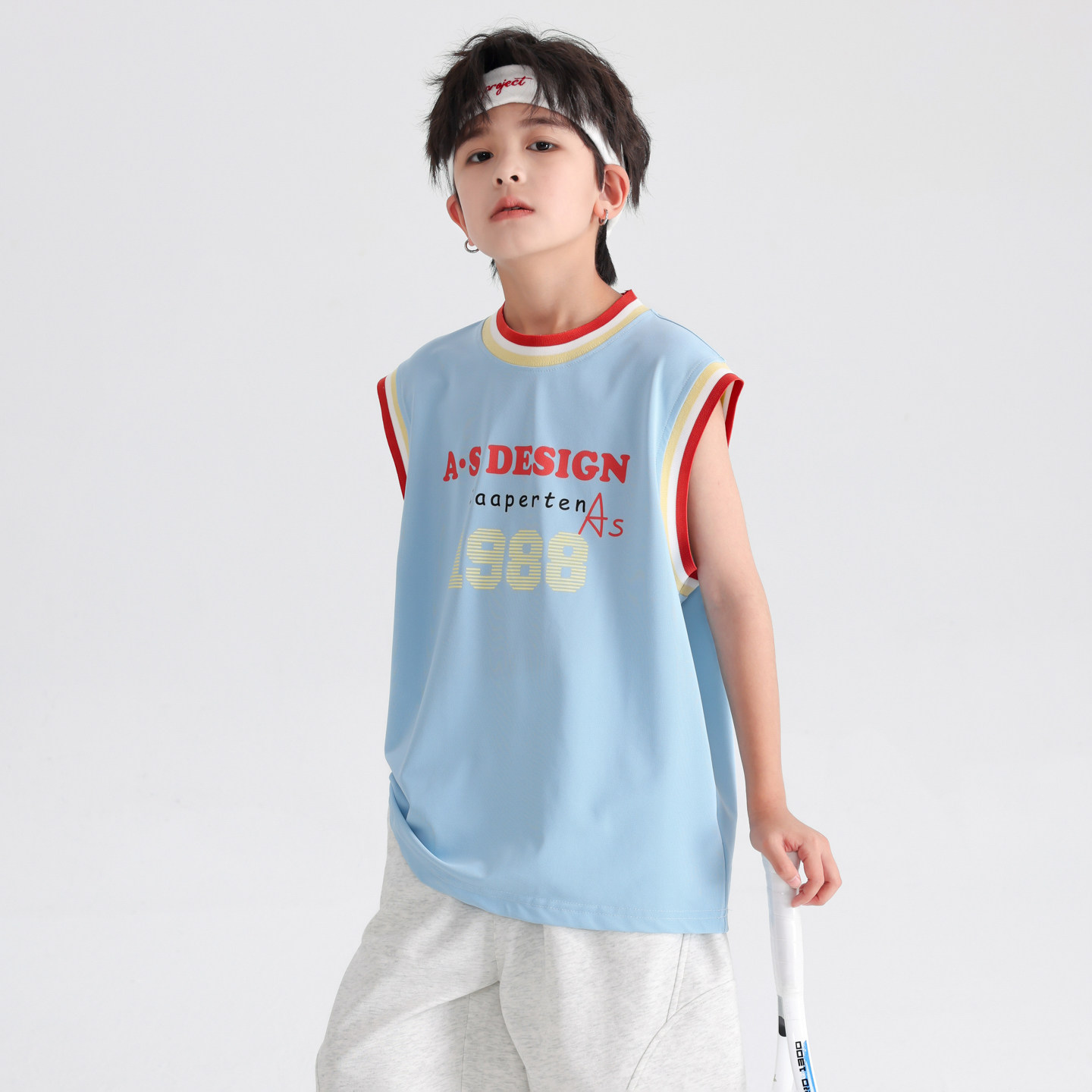 男童无袖背心短袖T恤2026新款中大童儿童夏季坎肩上衣夏装男孩潮t