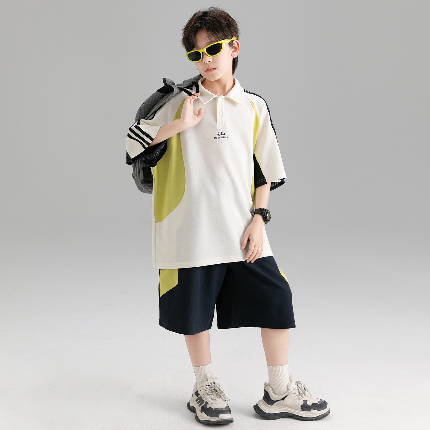 男童夏季短袖polo衫短裤套装