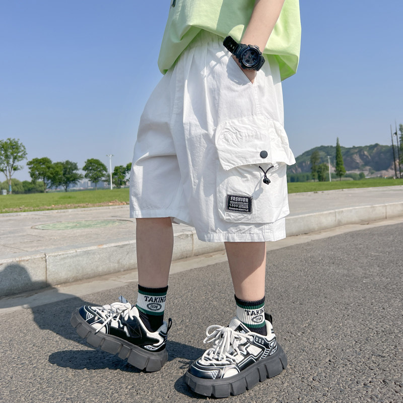 男童夏季工装裤薄款休闲白色短裤2026新款中大童儿童夏装五分中裤