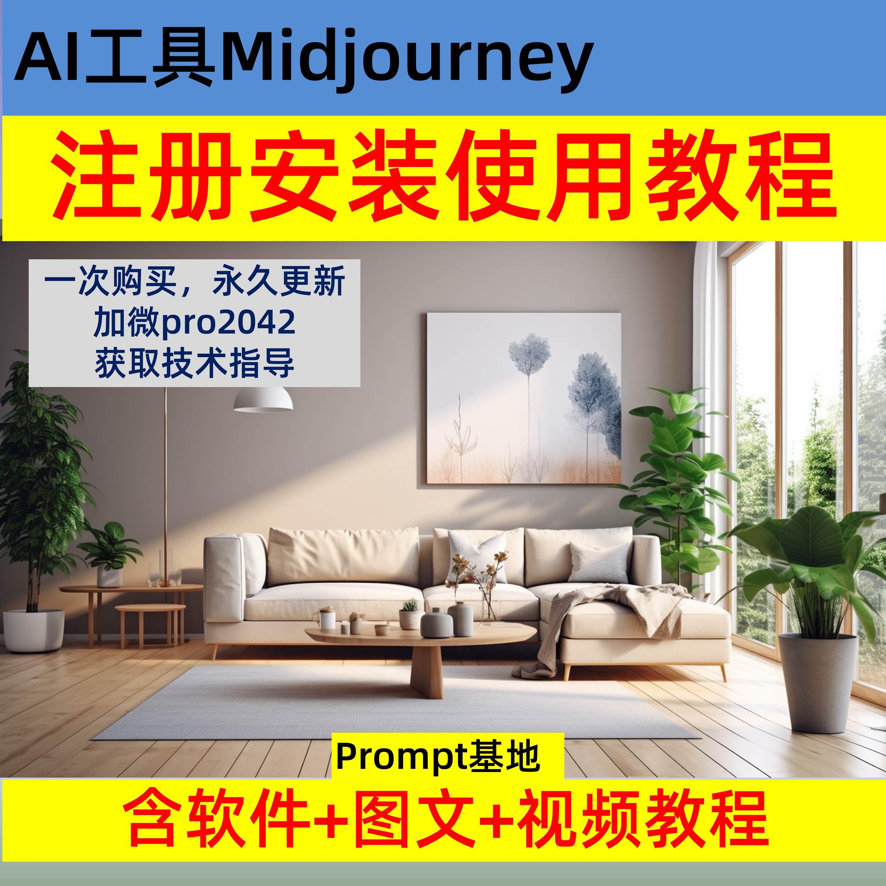 AI绘画midjourney教程 图文 视频 送提示词 室内设计教程 入门