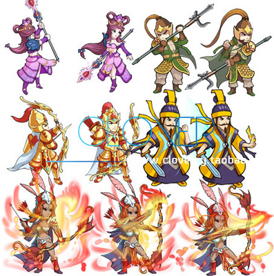 游戏美术素材/2D素材 手机游戏 人物动作 Q版三国人物战斗序列图