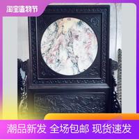 天然电视背景新中式屏风山水画全新石头厂家直销大理石制品包邮