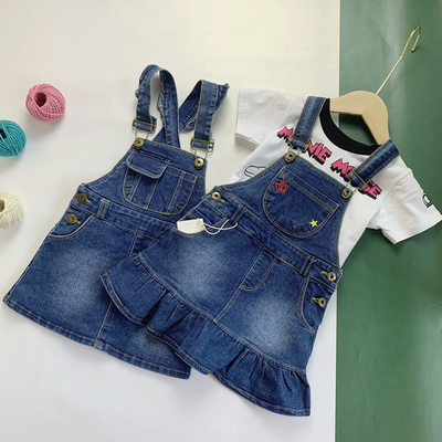 女儿背带裙薄棉牛仔布水洗童装