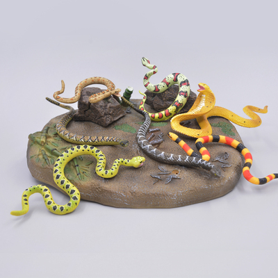 实心儿童认知仿真爬行动物玩具模型黄金蟒蛇眼镜王蛇响尾蛇珊瑚蛇