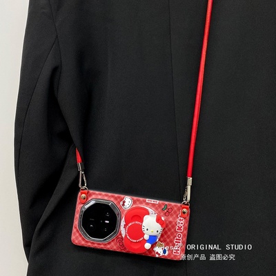 红格纹凯蒂猫磁吸支架全包防摔适用于华为mate60非凡大师手机壳mate80pro保护套MATE70RS保时捷高级感外壳