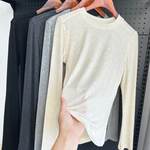 巨软糯薄绒蝉翼 超弹超轻量0.3mm克什米尔羊绒软壳圆领长袖打底女