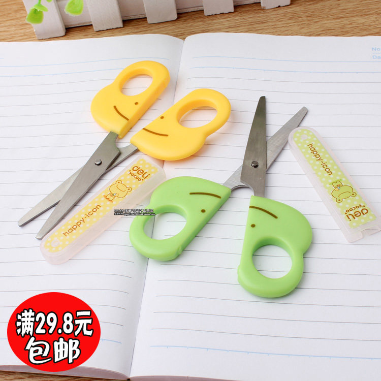 得力6031大头蛙造型剪刀 帽卡通实用可爱型学生剪刀手工剪子