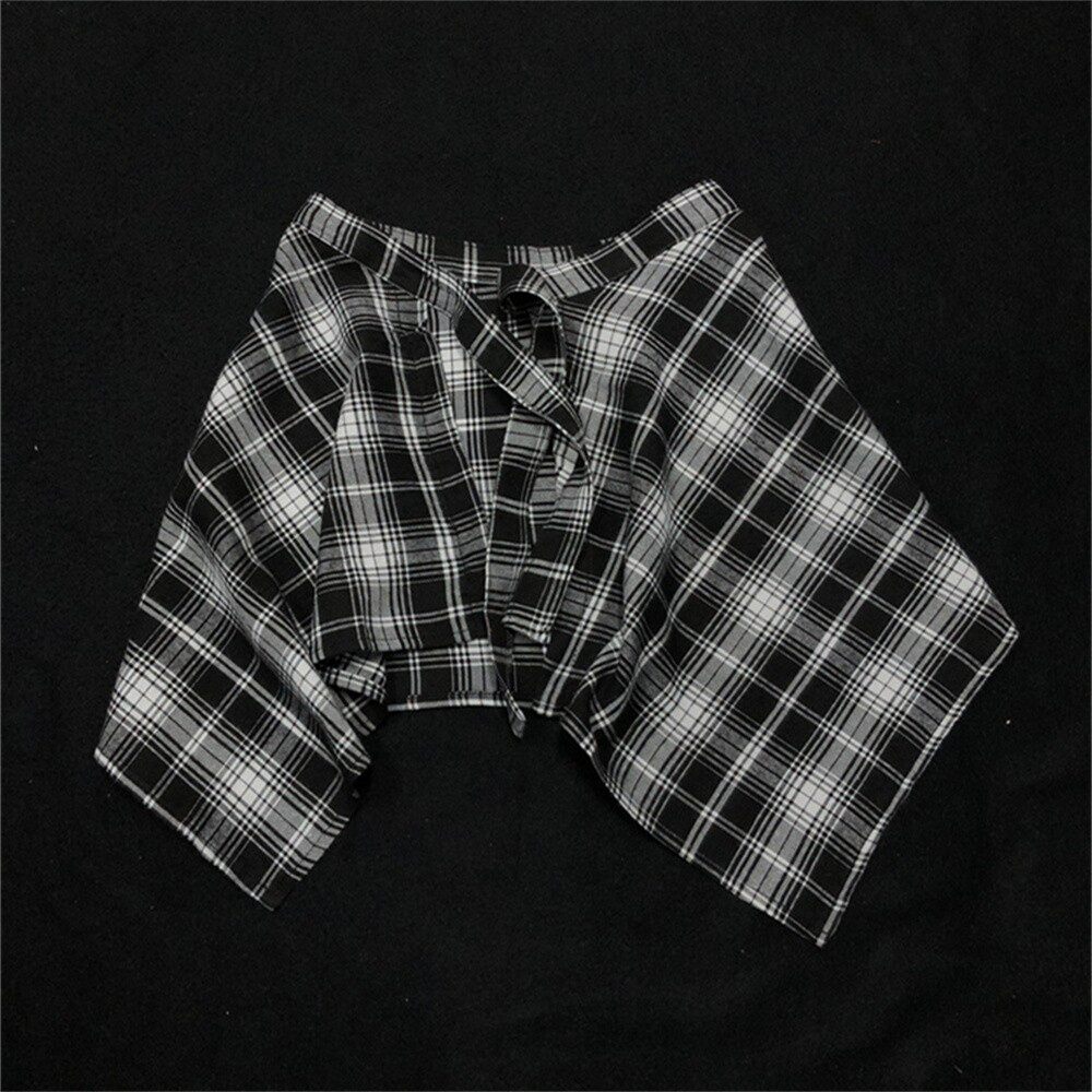 设计感屁帘儿童运动叠穿卫衣裙宽松百搭半裙黑白色格子半身裙女童