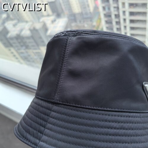 P家渔夫帽P字母帽子女网红防晒遮阳盆帽水桶帽尼龙黑色 CVTVLIST