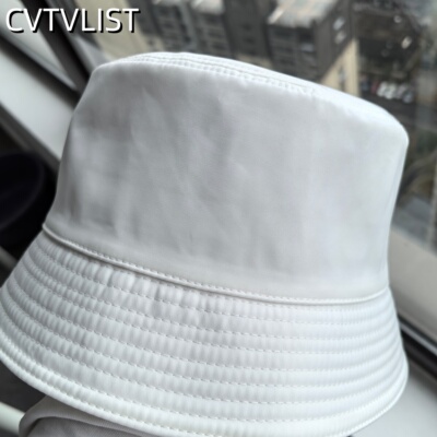 CVTVLIST P家渔夫帽P字母帽子女网红防晒遮阳盆帽水桶帽尼龙白色